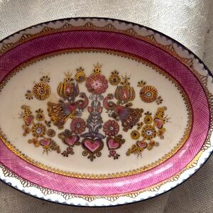 Pink white gold enamel ring dish exquisite